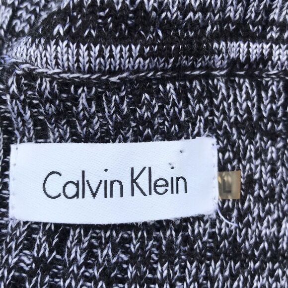 Calvin Klein Women's Sweater Dress Size LP Black Gray Cowl Neck Fit And Flare - Picture 5 of 6